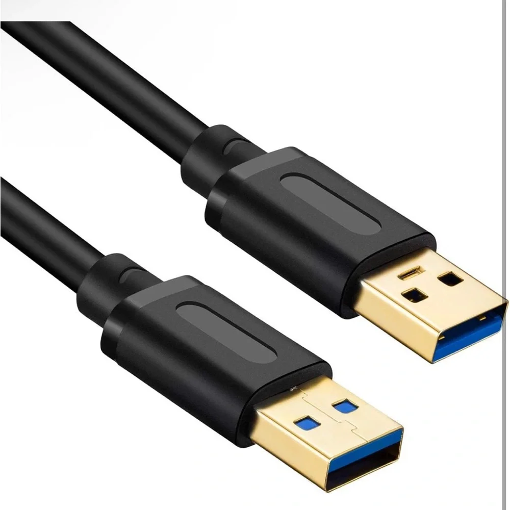 2 USB 3.0 Male to Male Cable Gold High Speed Data Transfer Laptop Cooler 3ft 1ft